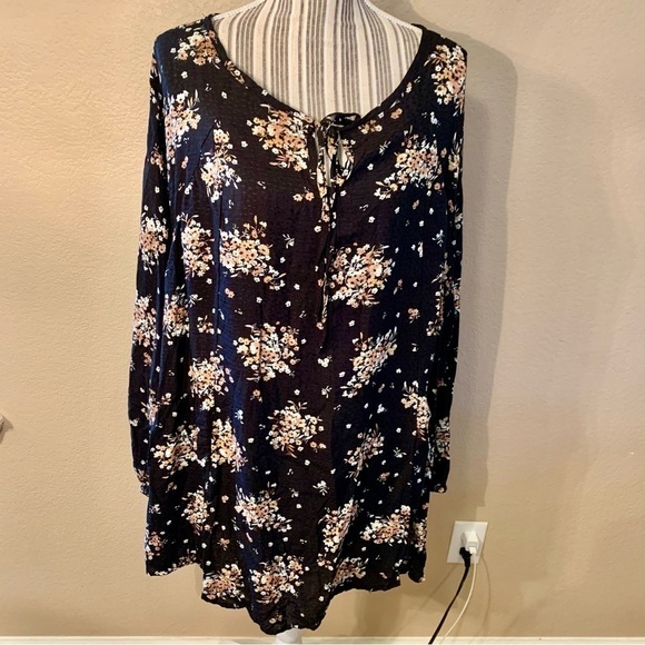 Boho Dress XL Jade by Jane Black Pretty Floral White Gold Tan Flowy - Picture 1 of 14